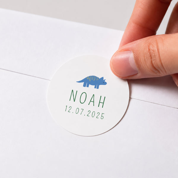 Sticker Kindergeburtstag Rund Kleine Dinos foto