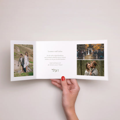 Dankeskarte Hochzeit Asymmetrisches Triptychon Goldene Pflanzenkrone foto N° 2