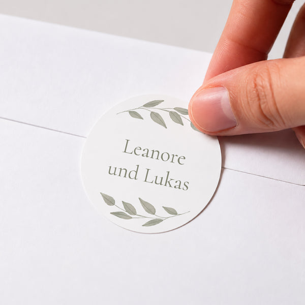 Sticker Hochzeit Rund Goldene Pflanzenkrone foto