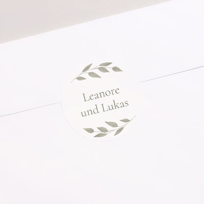 Sticker Hochzeit Rund Goldene Pflanzenkrone foto N° 2