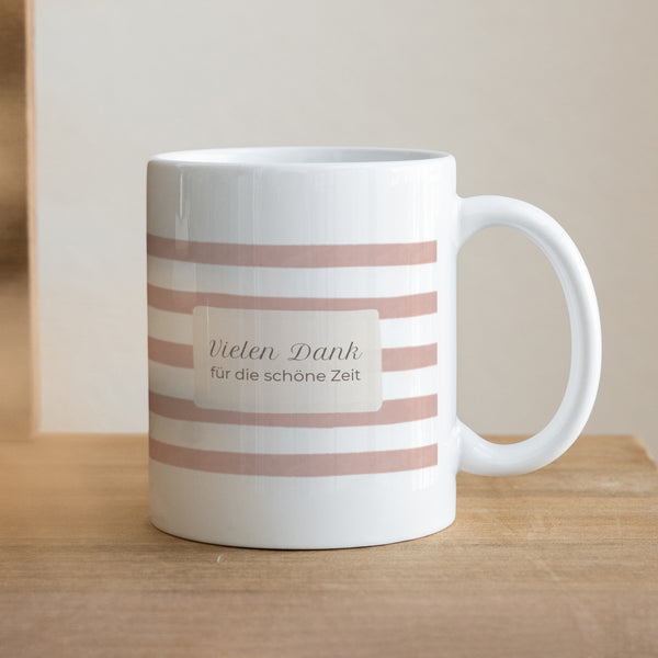 Tasse Objekte Weiß Schulmädchenstreifen, Rosa foto