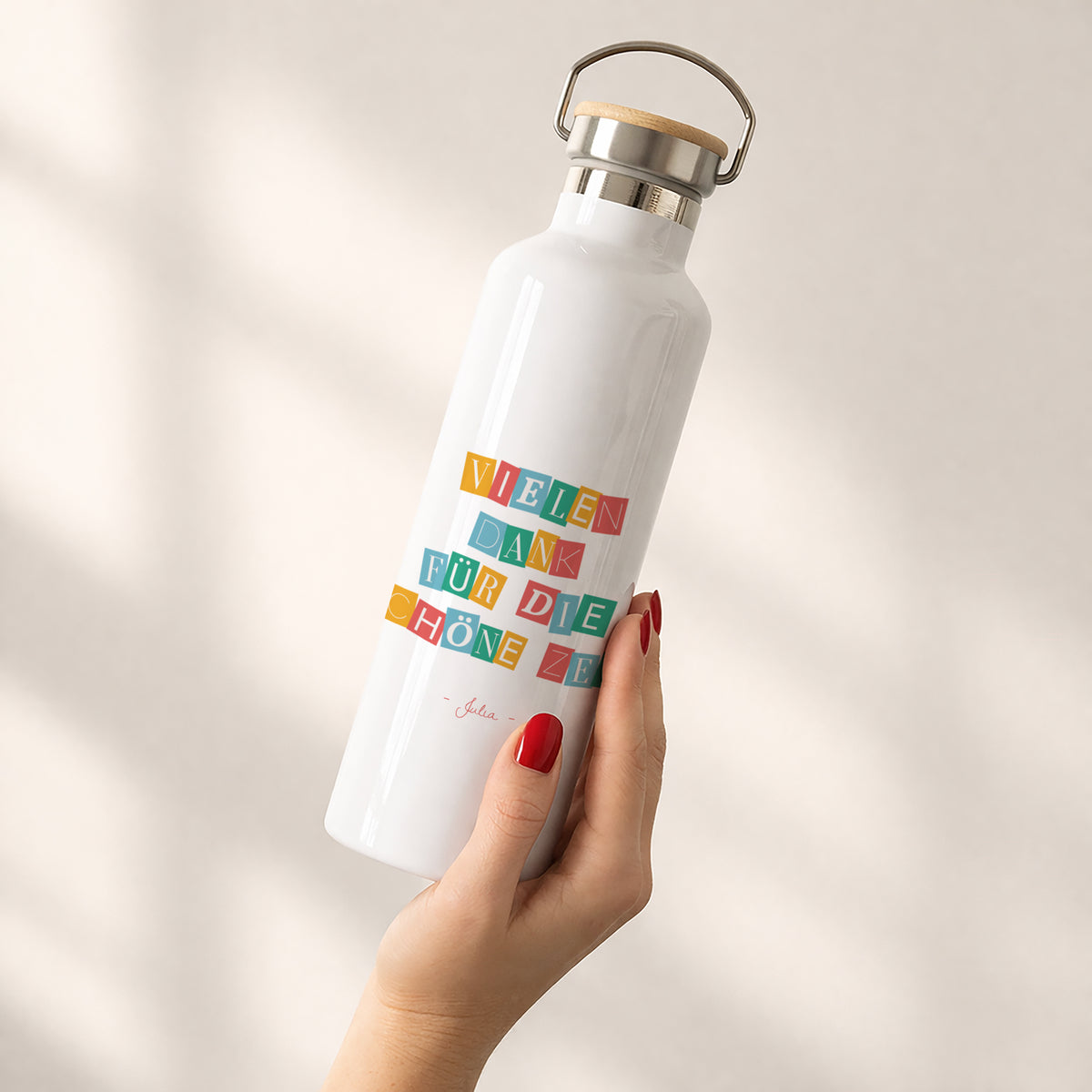 Trinkflasche Objekte 75 cl Danke bunt foto N° 2