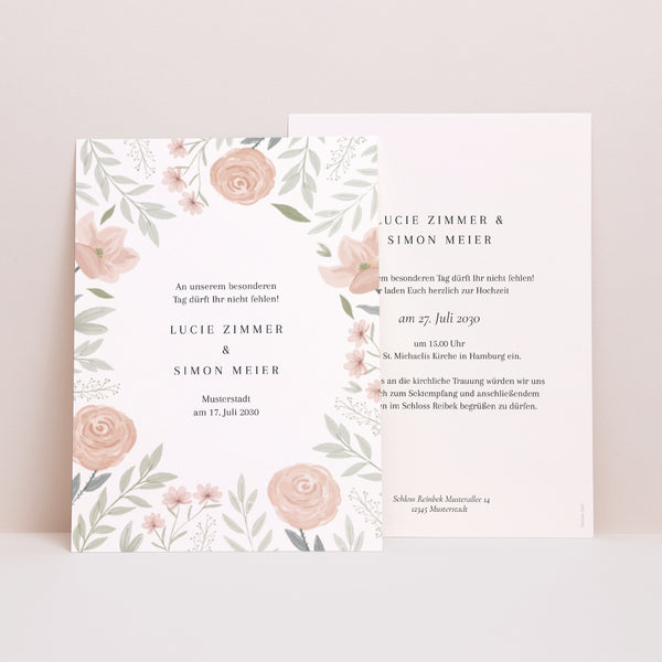 Hochzeitseinladung Floral eingerahmt foto