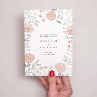 Hochzeitseinladung Floral eingerahmt foto N° 2