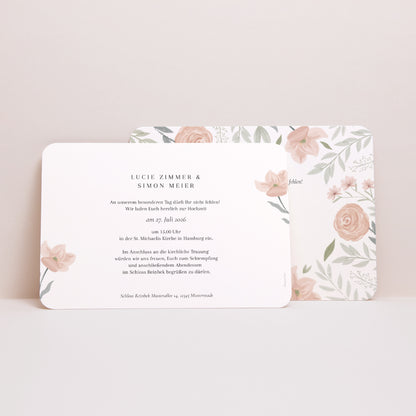 Hochzeitseinladung Landschaft, abgerundete Ränder Floral eingerahmt foto N° 3