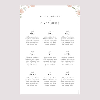 Sitzplan Hochzeit Porträt Floral eingerahmt foto N° 2