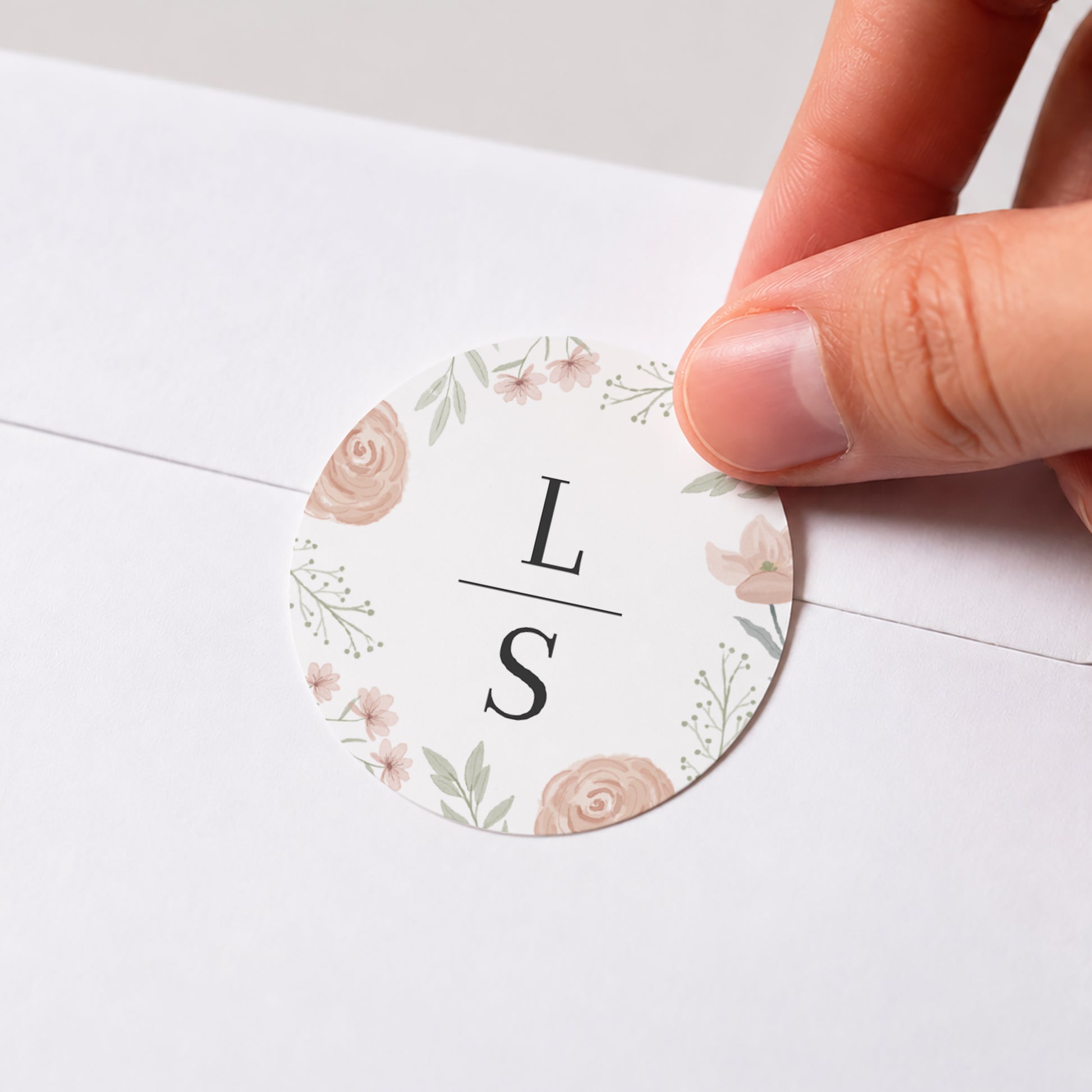 Sticker Hochzeit Rund Floral eingerahmt foto N° 1