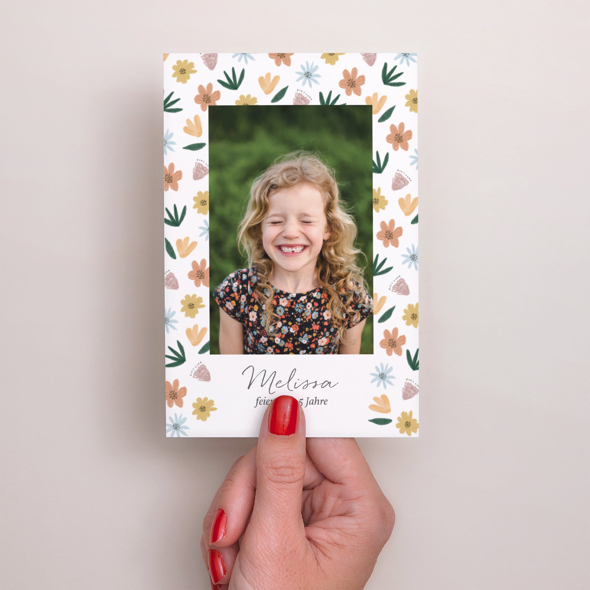 Einladungskarte Kindergeburtstag PortraitPorträt Blumen foto N° 2