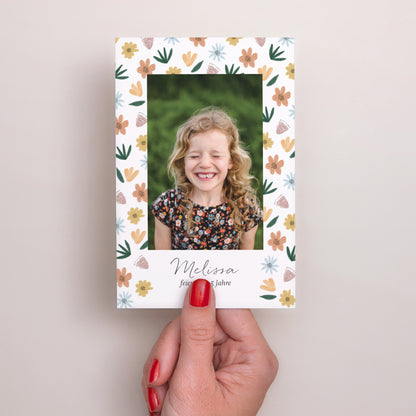 Einladungskarte Kindergeburtstag PortraitPorträt Blumen foto N° 2