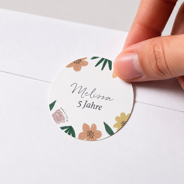 Sticker Kindergeburtstag Rund Blumen foto