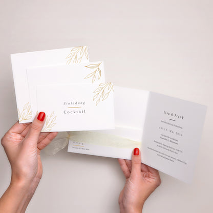 Hochzeitseinladung Quadratische Hülle, 3 Karten, Etikett foto N° 2