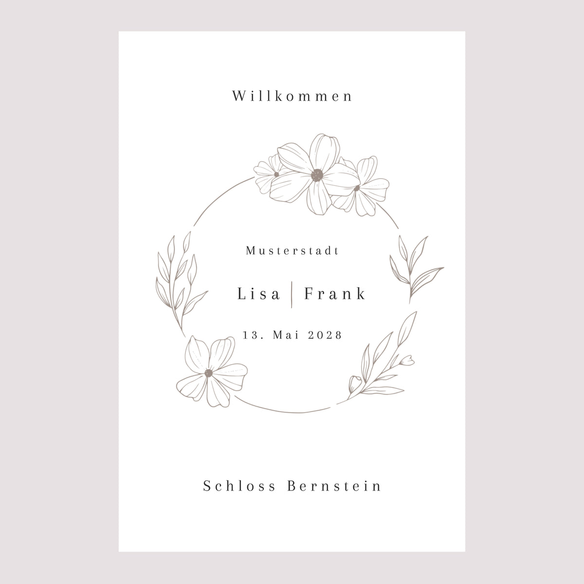 Begrüßungstafel Hochzeit Porträt 60 x 90 cm foto N° 2