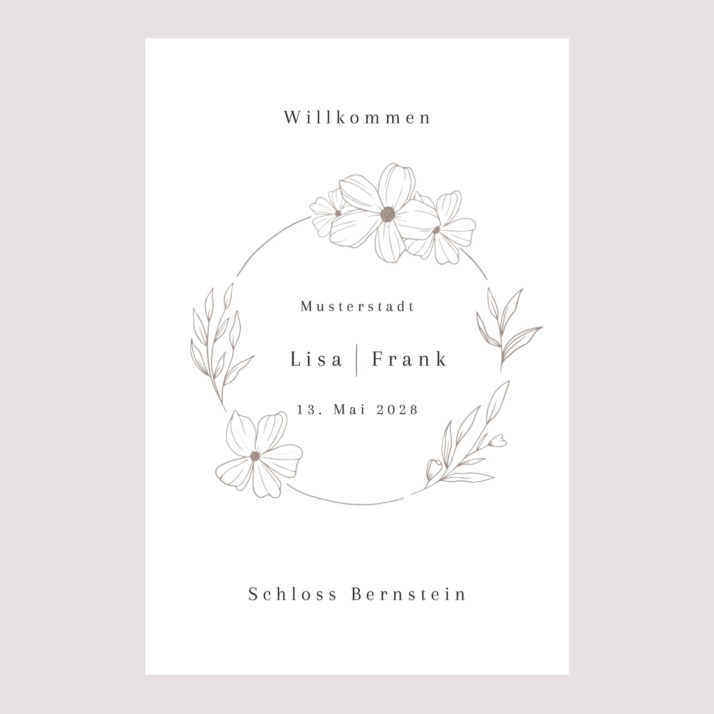 Begrüßungstafel Hochzeit Porträt 60 x 90 cm foto N° 2