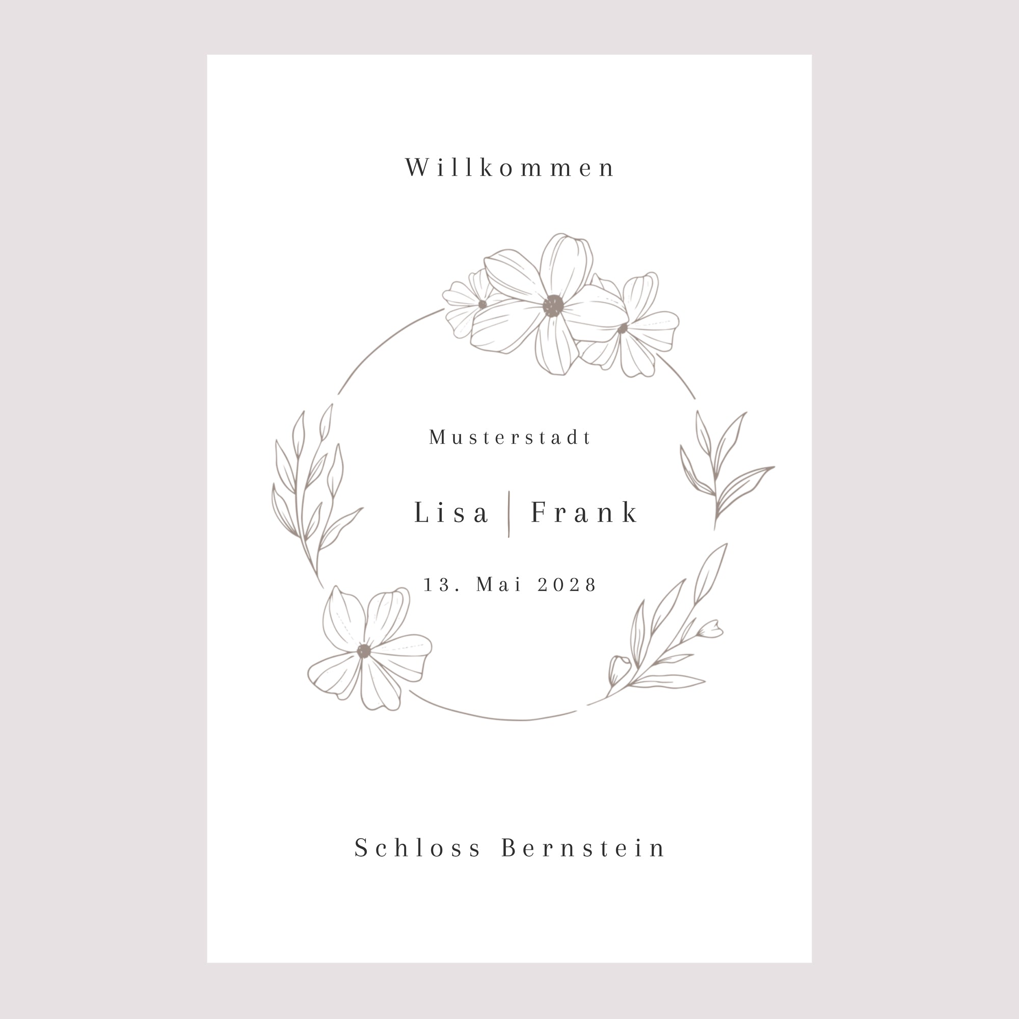 Begrüßungstafel Hochzeit Porträt 60 x 90 cm foto N° 2