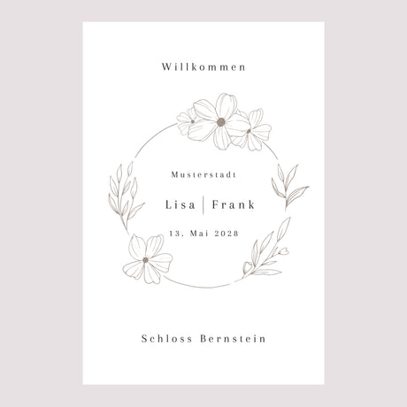 Begrüßungstafel Hochzeit Porträt 60 x 90 cm