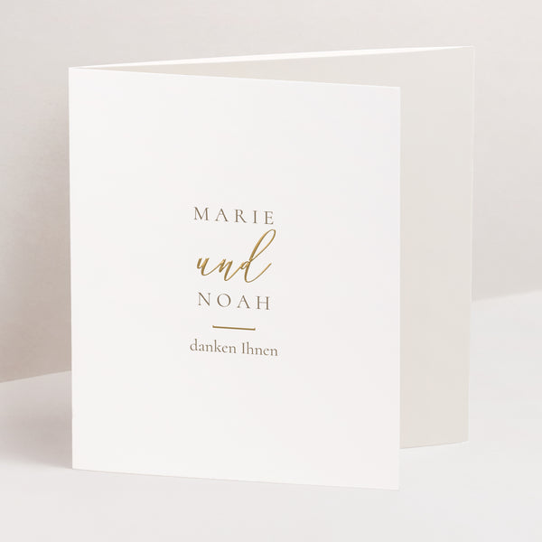 Dankeskarte Hochzeit Asymmetrisches Triptychon Elegante Vergoldung foto