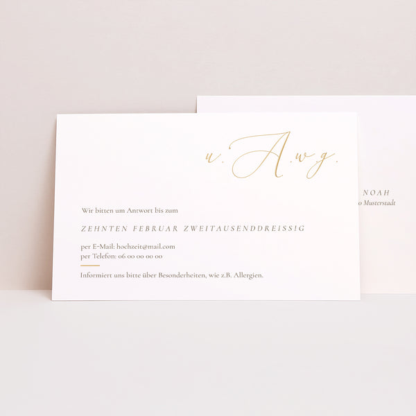 Antwortkarte Hochzeit Landschaft Elegante Vergoldung foto