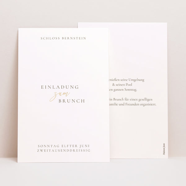 Einladungskarte Hochzeit PortraitPorträt Elegante Vergoldung foto