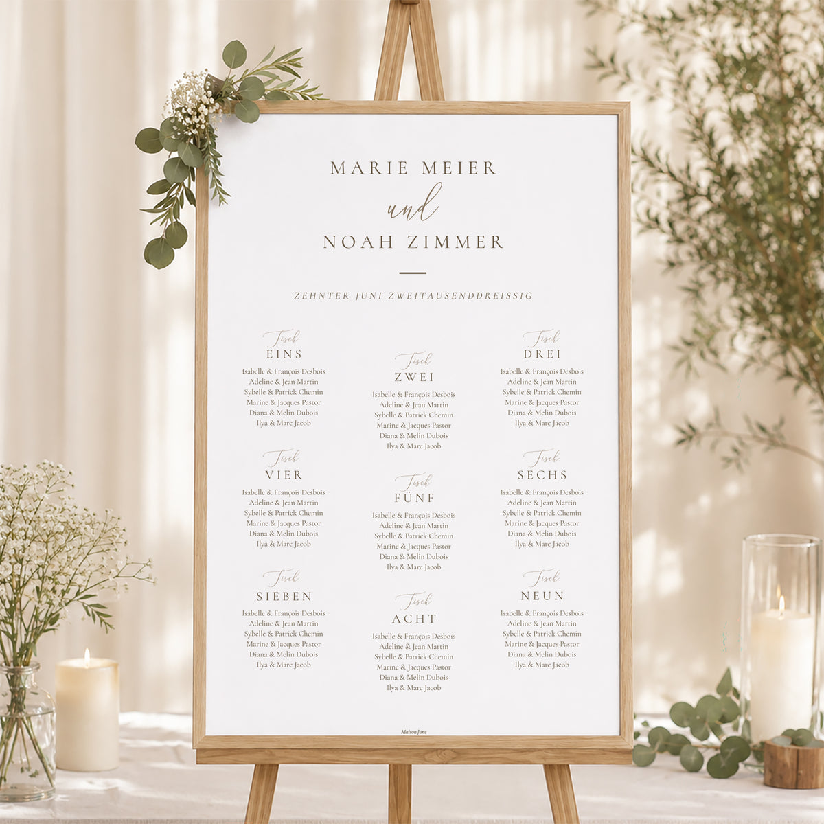 Sitzplan Hochzeit Porträt 60 x 90 cm Elegante Vergoldung foto N° 1