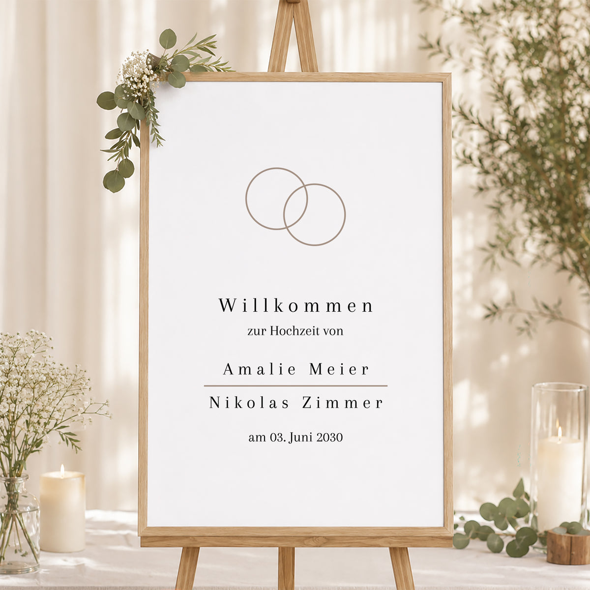 Begrüßungstafel Hochzeit Porträt 60 x 90 cm foto N° 1