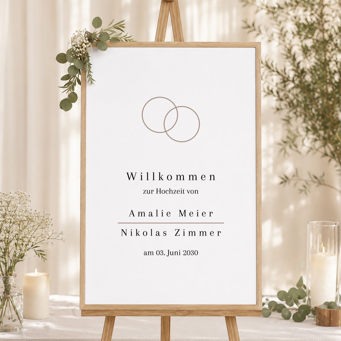 Begrüßungstafel Hochzeit Porträt 60 x 90 cm foto N° 1