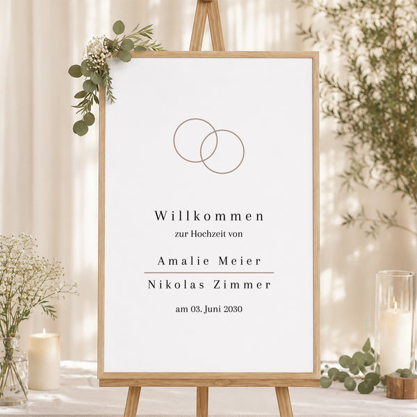 Begrüßungstafel Hochzeit Porträt 60 x 90 cm foto