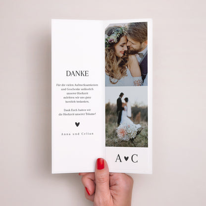Dankeskarte Hochzeit Fotoautomaten Lesezeichen Unermessliche Liebe foto N° 2