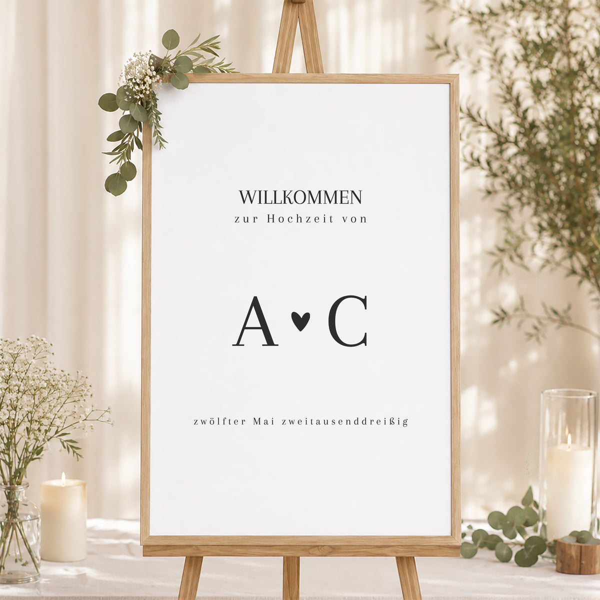 Begrüßungstafel Hochzeit Porträt 60 x 90 cm Unermessliche Liebe foto N° 1