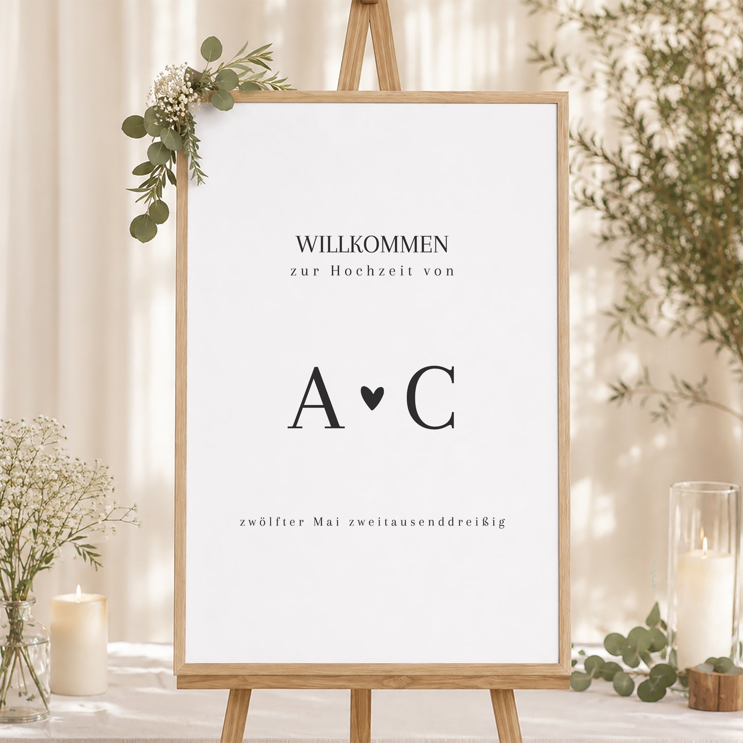 Begrüßungstafel Hochzeit Porträt 60 x 90 cm Unermessliche Liebe foto N° 1