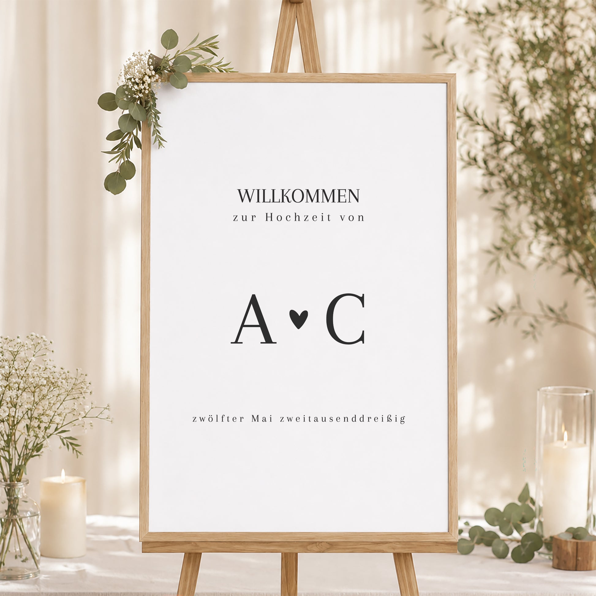 Begrüßungstafel Hochzeit Porträt 60 x 90 cm Unermessliche Liebe foto N° 1