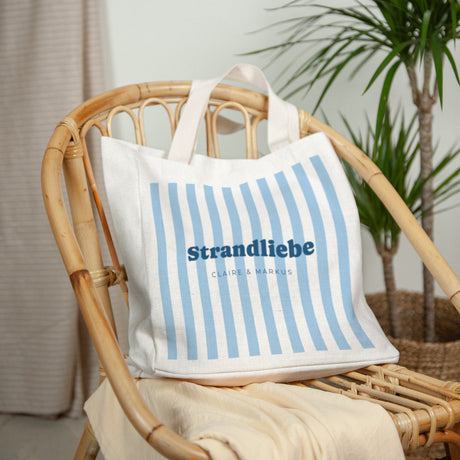 Tote bag Objekte Tragehenkel Liebe am blauen Strand