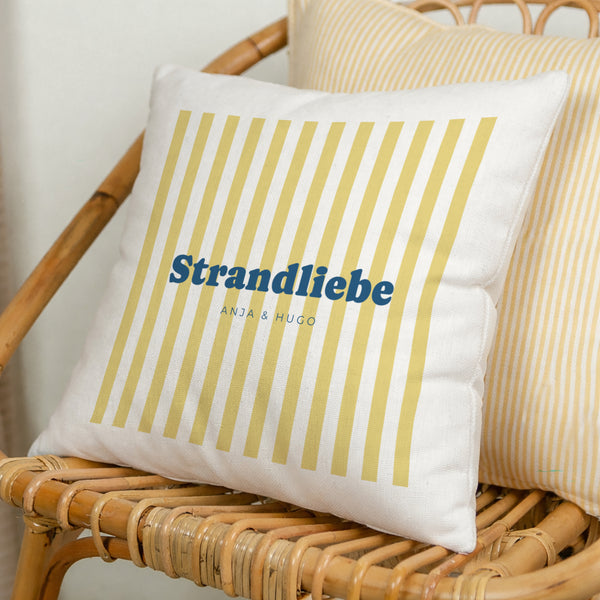 Kissen Objekte Natürliche Beige Liebe am gelben Strand foto