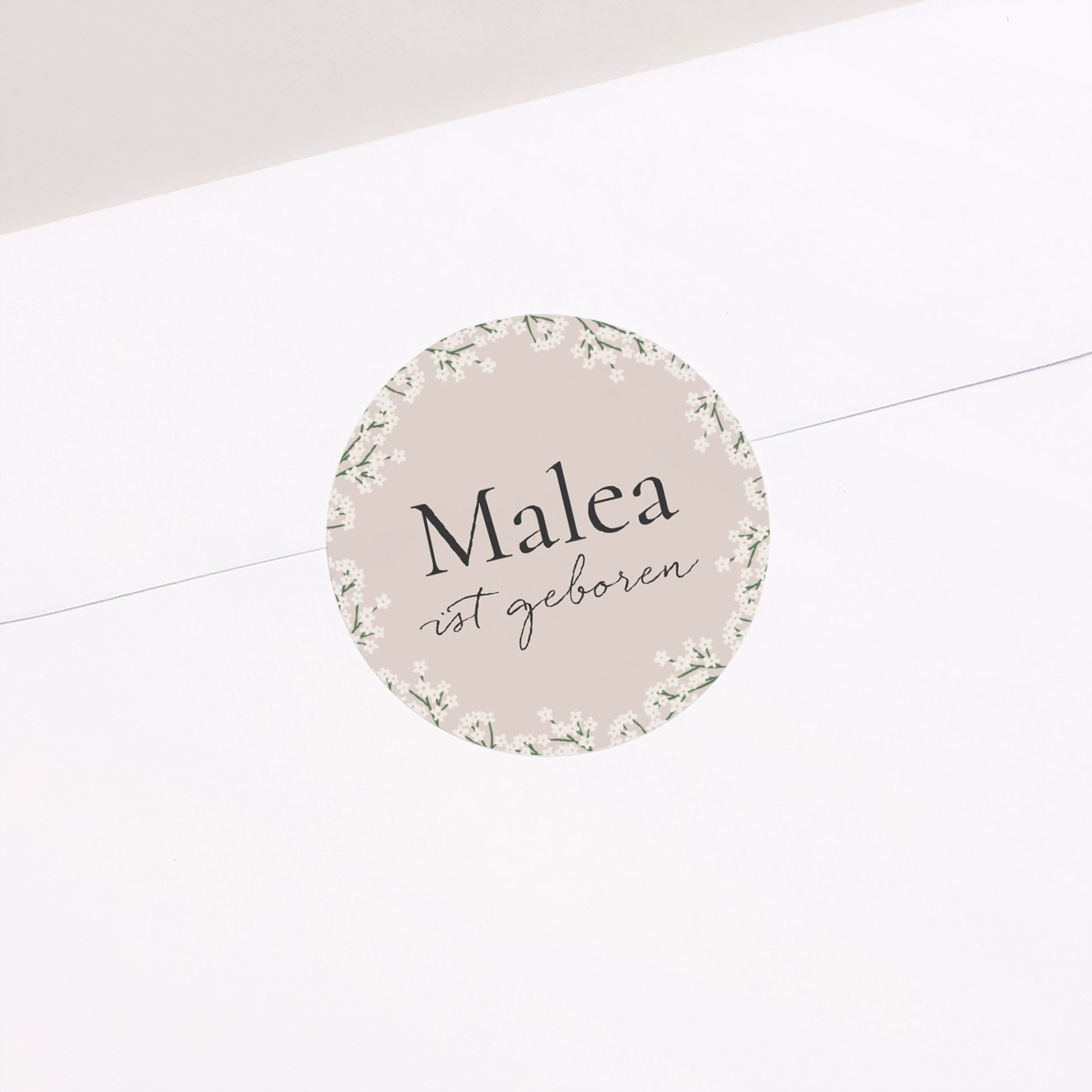 Sticker Geburt Rund Blumen-Medaillon foto N° 2