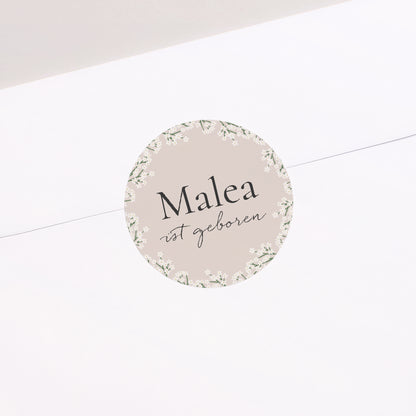 Sticker Geburt Rund Blumen-Medaillon foto N° 2