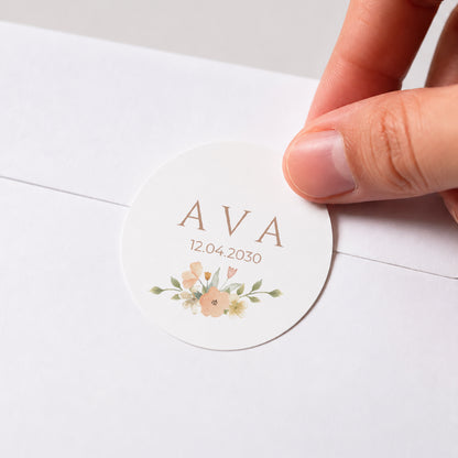 Sticker Geburt Rund Floralia foto N° 1