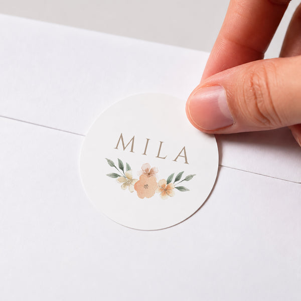 Sticker Geburt Rund Blumige Süße foto