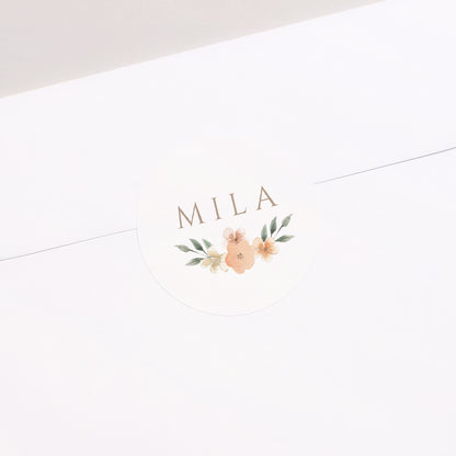Sticker Geburt Rund Blumige Süße foto N° 2