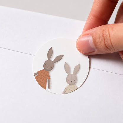 Sticker Geburt Rund Kaninchen Duo foto N° 1
