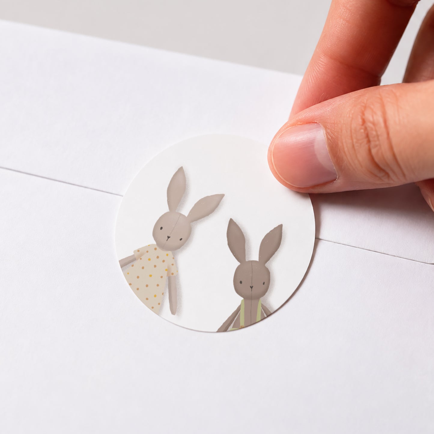 Sticker Geburt Rund Mein Kuscheltier Kaninchen Grün und Rosa foto N° 1