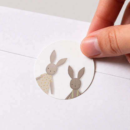 Sticker Geburt Rund Mein Kuscheltier Kaninchen Grün und Rosa foto N° 1