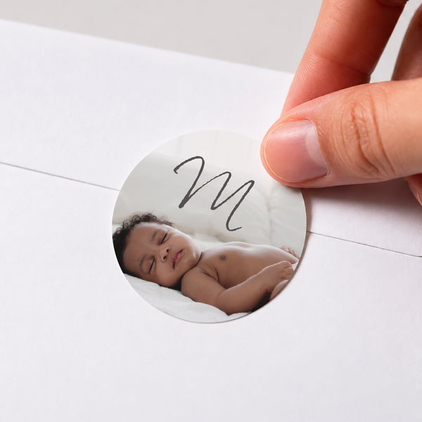 Sticker Geburt Rund Foto Keks foto