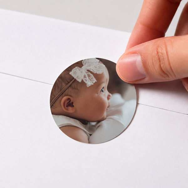 Sticker Geburt Rund Croque-moi de bisous foto