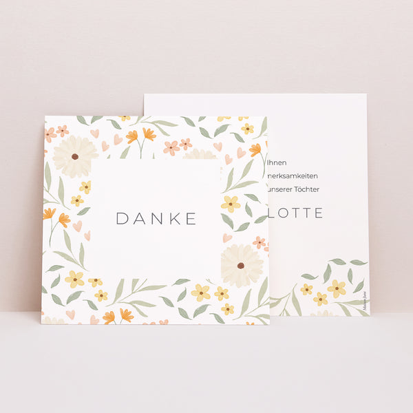 Dankeskarte Geburt Quadrat Liberty Zwillinge foto