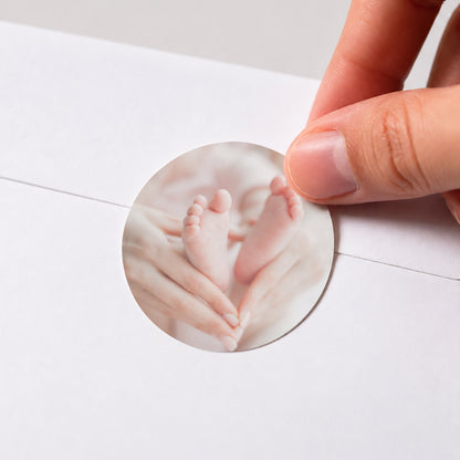Sticker Geburt Rund Reines Rosa foto N° 1