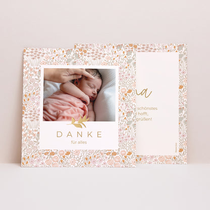 Dankeskarte Geburt Quadrat Liberty Flowers foto N° 1