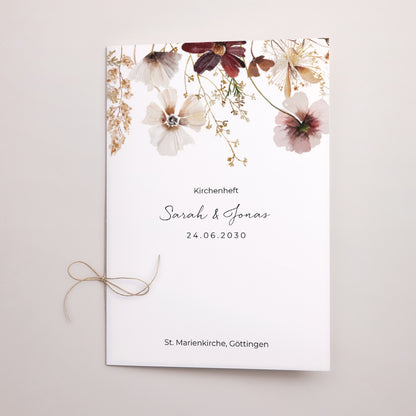 Kirchenheft Hochzeit Doppelflügel getrocknete Wiesenblumen foto N° 1