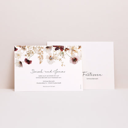 Einladungskarte Hochzeit Landschaft getrocknete Wiesenblumen foto N° 2