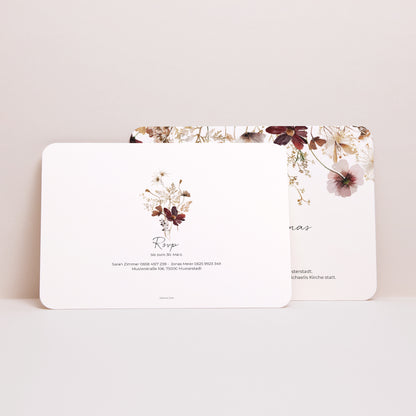 Hochzeitseinladung Landschaft, abgerundete Ränder getrocknete Wiesenblumen foto N° 3