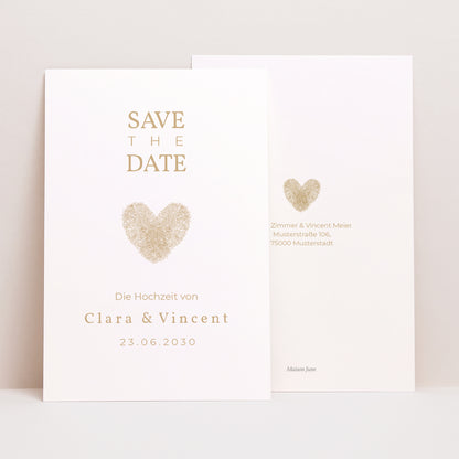Save the date Karte Hochzeit PortraitPorträt Empeintes foto N° 1