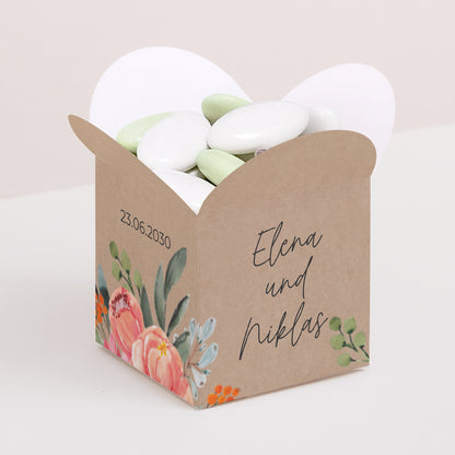 Geschenkbox Hochzeit Schmetterlingsöffnung Pops Blumen foto N° 1